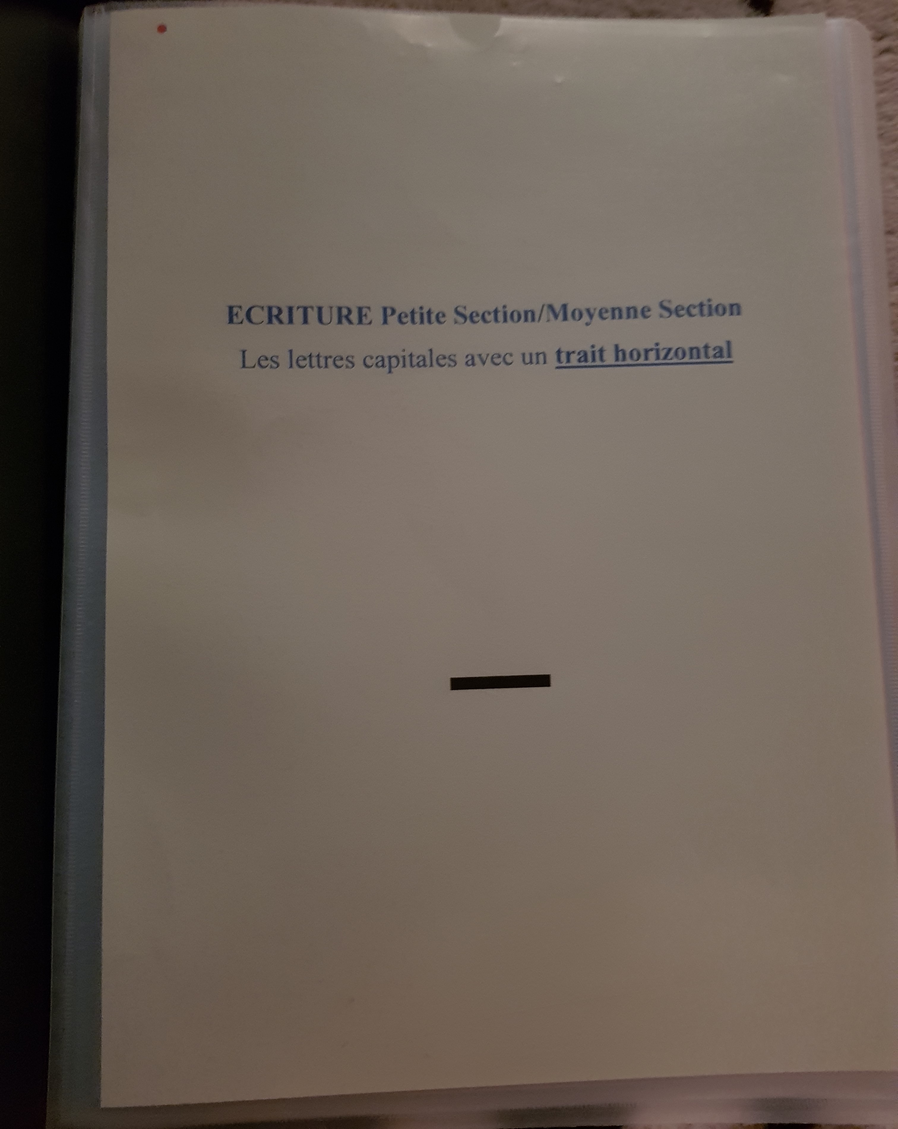 Ecriture lettres avec trait horizontal