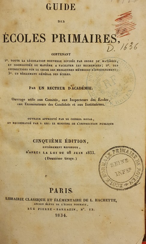 Guide des écoles primaires 1834