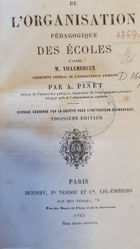 Livre Organisation pédagogique des écoles 1863