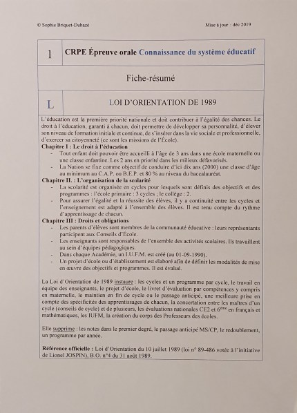 Fiche résumé CSE