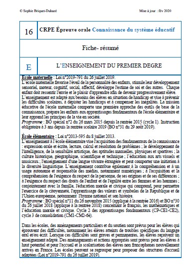 Fiche-résumé CSE 16
