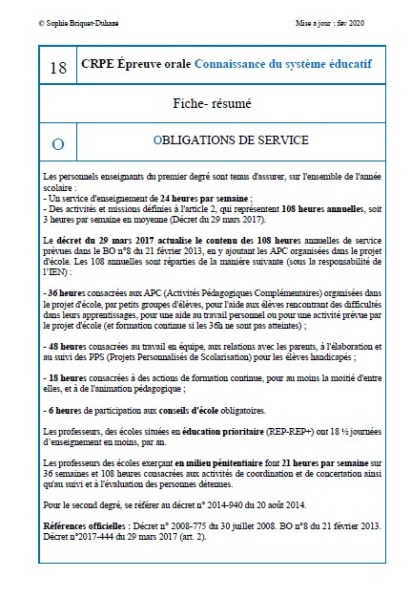 Fiche résumé CSE 18