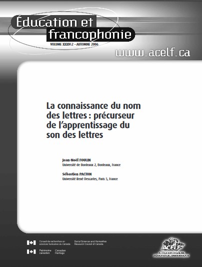 L7 Article Education et Francophonie Foulin Pacton 2006