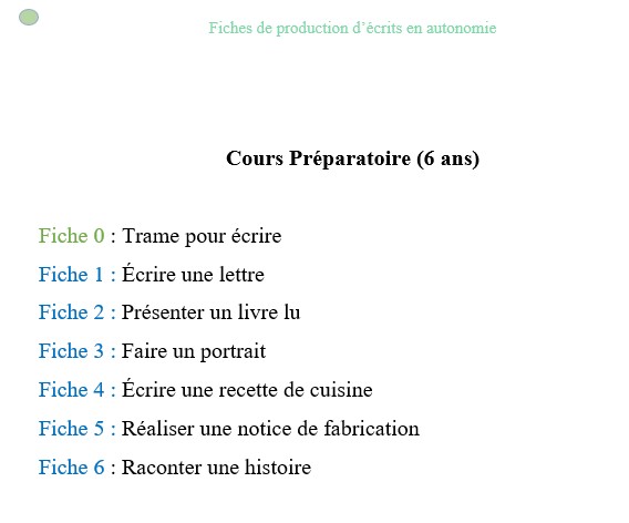Fichier de production d'écrits en autonomie CP
