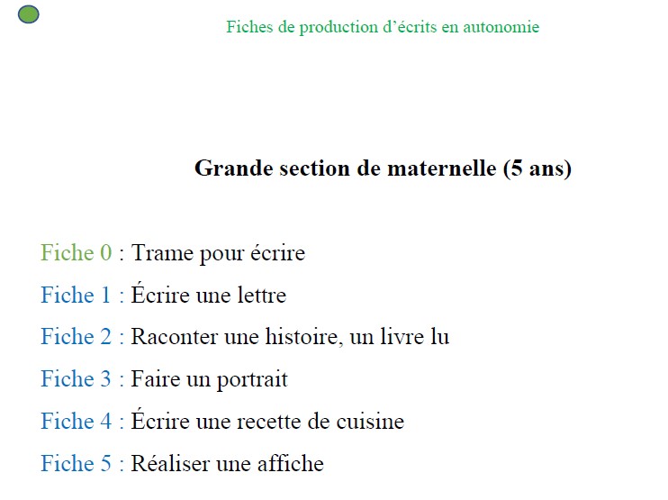 Fichier de production d'écrits en autonomie GS