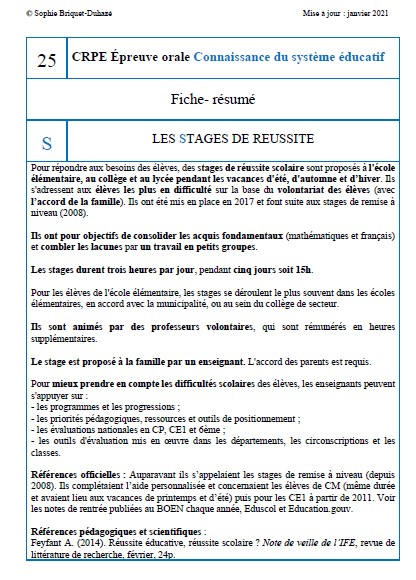 Fiche-résumé CSE 25