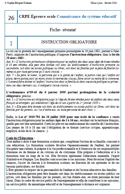 Fiche-résumé CSE 26