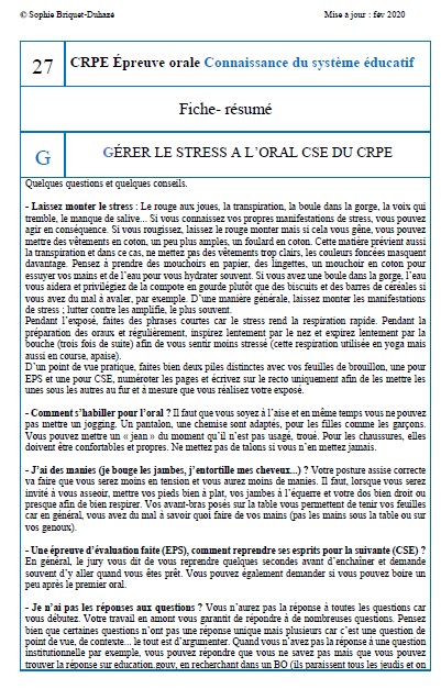 Fiche-résumé CSE 27