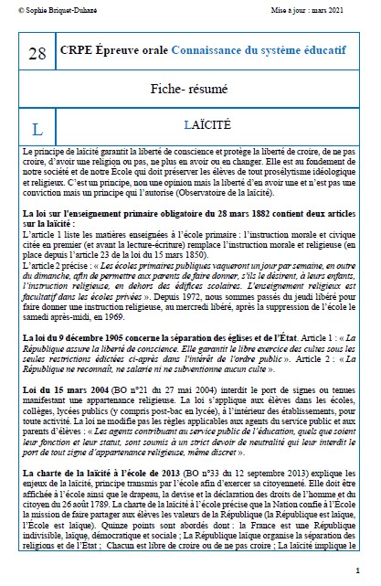 Fiche-résumé CSE 28