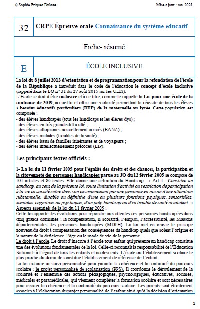 Fiche-résumé CSE 32