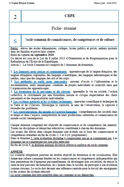 2. Socle commun 2016
