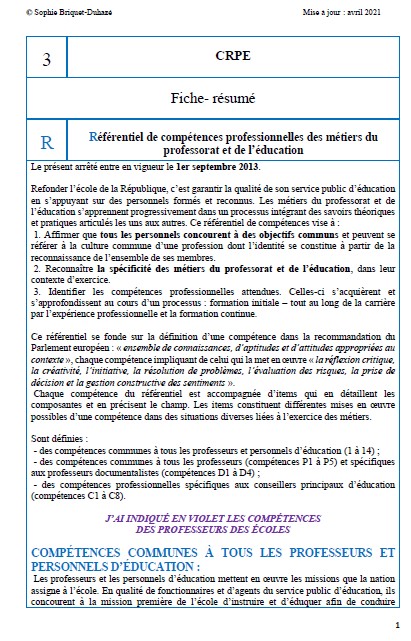 3. Référentiel de compétences professionnelles de 2013
