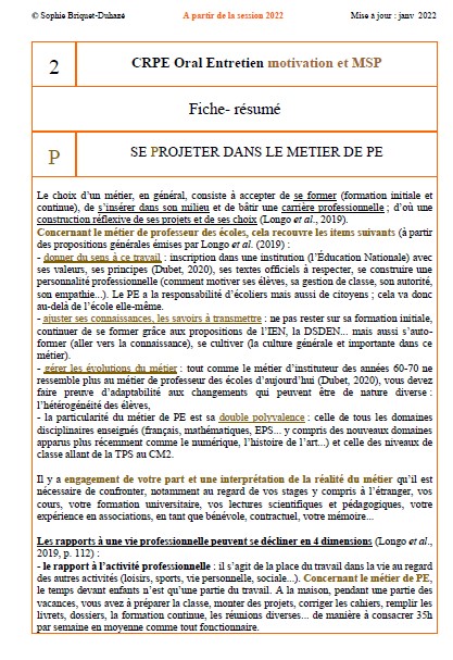 Oral motivation fiche 2