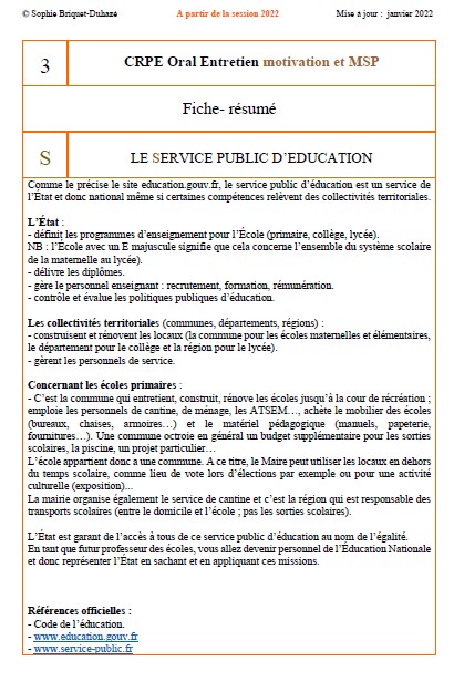 Oral motivation fiche 3