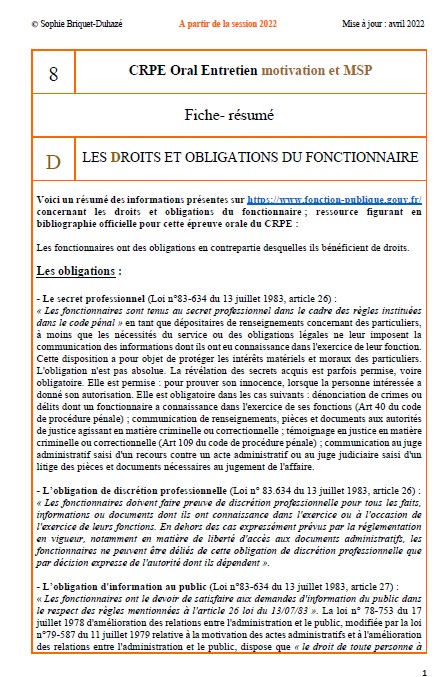 Oral motivation fiche 8