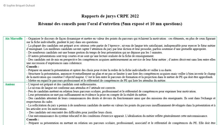 CRPE 6 Oral Entretien Motivation, projection métier | Enseigner et