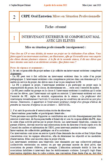 2. Intervenant extérieur se comportant mal