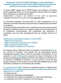 Résumé texte formation en master MEEF 24 juillet 2020